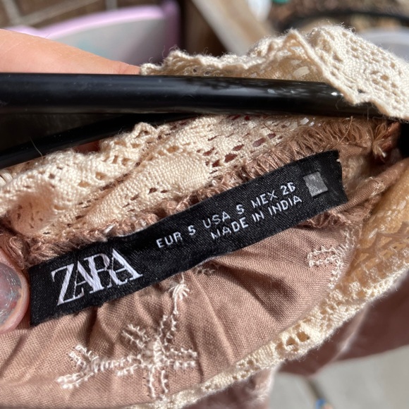 Zara midnight macaroon Eva flower embro long sleeves blouse, size Small - Picture 4 of 8